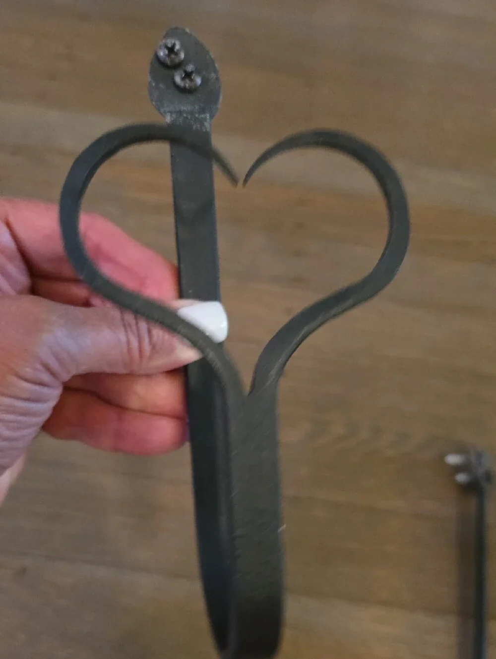 Pair of Black Vintage Heart Forged Iron Wall Hooks